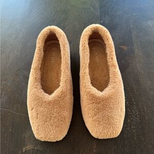 Vivaia Square-Toe Recycled Mink Faux Fur Flats